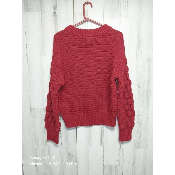 Elodie Bubble Sleeve Pullover Sweater sz Medium in Rust Red - Picture 5 of 7